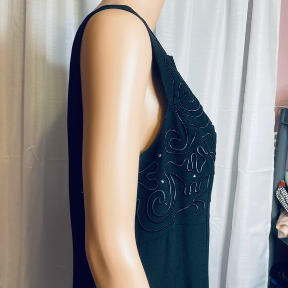 Jessica McClintock Vtg Black Evening Embroidered Formal Maxi Gown Dress 16 - Picture 8 of 13